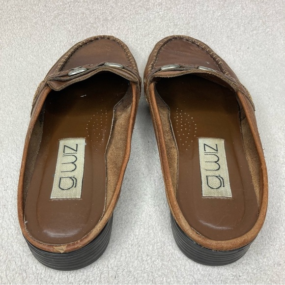 Vintage G. Wiz Slip On Loafer Mules-Brown Leather & Metal Detail-Women’s 7.5-Vtg - Picture 5 of 10